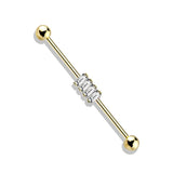 4 Square CZ Set 316L Surgical Steel Industrial Barbells