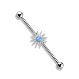 Gold Plated Surgical Steel Opal Stone Sunburst Industrial Barbells