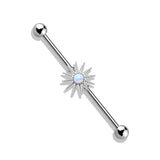 Gold Plated Surgical Steel Opal Stone Sunburst Industrial Barbells