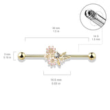 CZ And Enamel Flower Bouquet 316L Surgical Steel Industrial Barbells