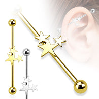 Triple Stars 316L Surgical Steel Industrial Barbell