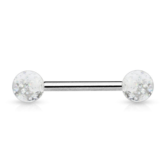 6 mm Acrylic Ultra Glitter Balls Nipple Barbell Tongue Rings