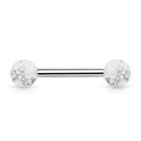 Ultra Glitter Acrylic Balls Grade 23 Solid Titanium Barbell Tongue Rings