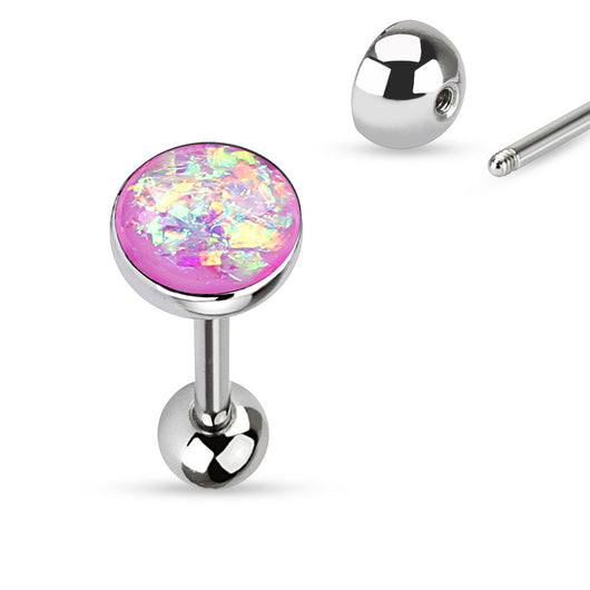 Opal Glitter Set 316L Surgical Steel Tongue Ring