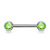 Pair Double Front Facing Gem Set 316L Surgical Steel Barbells Nipple Bar