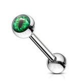 Snake Eye Inlaid Ball Surgical Steel Barbells Tongue Rings