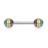 6 mm Epoxy Red Stripe Ball  Surgical Steel Barbell Tongue Rings Nipple Barbells