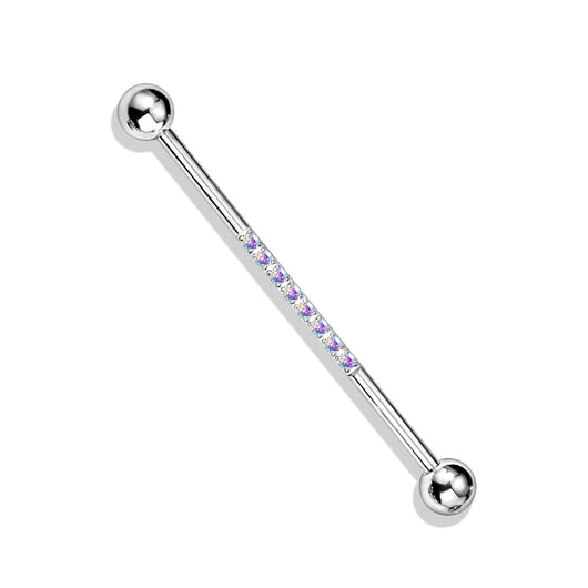Steel Industrial Barbell with CNC Set Lined CZ on Center