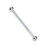 Steel Industrial Barbell with CNC Set Lined CZ on Center