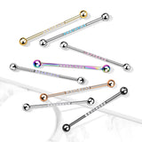 Steel Industrial Barbell with CNC Set Lined CZ on Center
