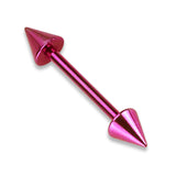 Spikes End Titanium IP Surgical Steel Barbell Tongue Ring