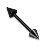 Spikes End Titanium IP Surgical Steel Barbell Tongue Ring