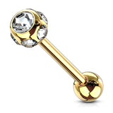 7 CZ Set Ball Assorted Titanium Barbell Tongue Rings