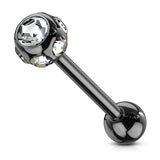 7 CZ Set Ball Assorted Titanium Barbell Tongue Rings