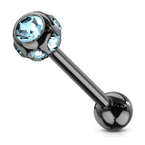 7 CZ Set Ball Assorted Titanium Barbell Tongue Rings