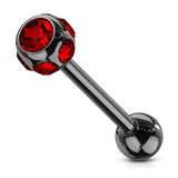 7 CZ Set Ball Assorted Titanium Barbell Tongue Rings