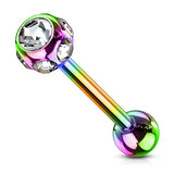 7 CZ Set Ball Assorted Titanium Barbell Tongue Rings