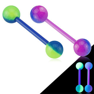Stripe Color Glow In The Dark BioFlex Flexible Nipple Barbell Tongue Rings