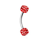 Dices Surgical Steel Curved Barbell Eyebrow Rings