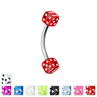 Dices Surgical Steel Curved Barbell Eyebrow Rings
