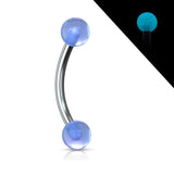 Acrylic Glow In The Dark Ball Curved Barbell Eyebrow Rings Snug Daith Rook Piercing
