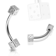 Pair Steel Dice Surgical Steel Curved Barbells Eyebrow Ring