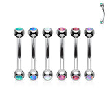 Opal Set Balls Surgical Steel Curved Barbells Eyebrow Ring