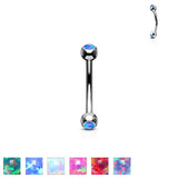 Opal Set Balls Surgical Steel Curved Barbells Eyebrow Ring