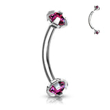 3 mm Prong CZ Top Curved Barbell Rook Daith Tragus Snug Eyebrow Rings