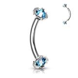 3 mm Prong CZ Top Curved Barbell Rook Daith Tragus Snug Eyebrow Rings