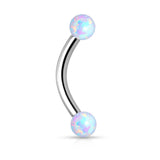Opal Surgical Steel Internal Threaded Curved Eyebrow Barbell