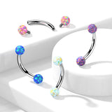 Opal Surgical Steel Internal Threaded Curved Eyebrow Barbell