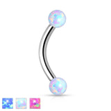 Opal Surgical Steel Internal Threaded Curved Eyebrow Barbell