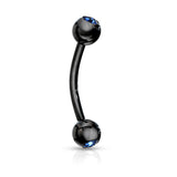 Double Press Fit CZ Titanium Spike Curved Barbell Eyebrow Rings 16GA