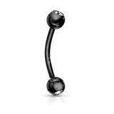 Double Press Fit CZ Titanium Spike Curved Barbell Eyebrow Rings 16GA