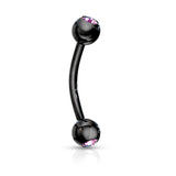 Double Press Fit CZ Titanium Spike Curved Barbell Eyebrow Rings 16GA