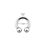 Front Facing CZ IP Horseshoe Circular Barbells for Nipple Septum Ear