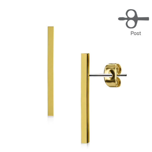 Pair of Plain Long Bar 316L Surgical Steel Stud Earring
