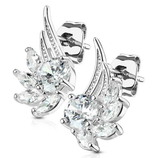 Pair of CZ Angel Wing Surgical Steel Post Earring Studs