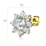 Pair of Round CZ Flower Surgical Steel Post Earring Studs