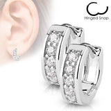 Pair of Channel Set CZ Half Circle Hoop Earring Studs
