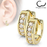Pair of Channel Set CZ Half Circle Hoop Earring Studs