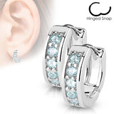 Pair of Channel Set CZ Half Circle Hoop Earring Studs