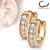 Pair of Channel Set CZ Half Circle Hoop Earring Studs