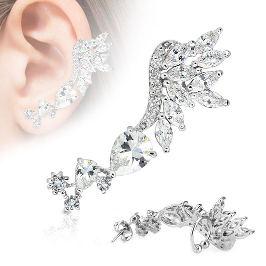 Flying Wings CZ Ear Cuff Cartilage Helix Tragus Ear Stud 20GA