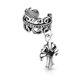 Celtic Heart CZ Fleur De Lis Cross Non Piercing Earring Cuff