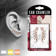 Pair of Marquise Cut CZ Leaf Ear Crawler Ear Climber Earrings