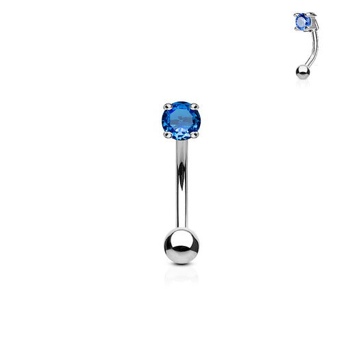 CZ Prong Set 316L Surgical Steel Curved Barbells Eyebrow Rings