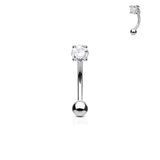 CZ Prong Set 316L Surgical Steel Curved Barbells Eyebrow Rings