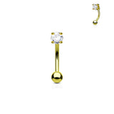 CZ Prong Set 316L Surgical Steel Curved Barbells Eyebrow Rings